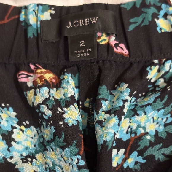 J. Crew SILK Straight-Leg Pant in Botanical Bees Print - Blue Black size 2 - Picture 8 of 12